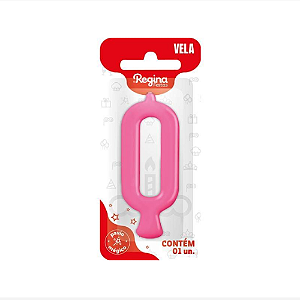 Vela Regina Parabéns Pink N°0 - Embalagem com 1 UN