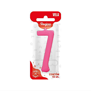 Vela Regina Parabéns Pink N°7 - Embalagem com 1 UN