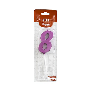Vela Regina Pick Nº 8 Cor Pink Metalizado - Embalagem com 1 UN