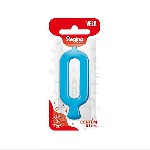 Vela Regina Parabéns Azul N°0 - Embalagem com 1 UN