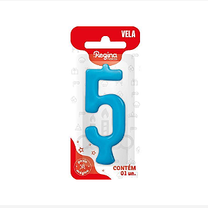 Vela Regina Parabéns Azul N°5 - Embalagem com 1 UN