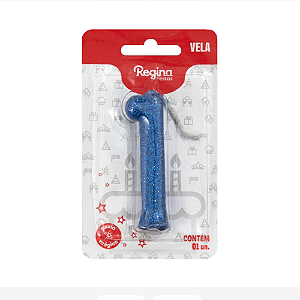 Vela Cintilante Regina Azul N°1 - Embalagem com 1 UN