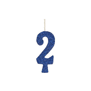 Vela Regina Aniversário Azul Glitter N°2 - Embalagem com 1 UN