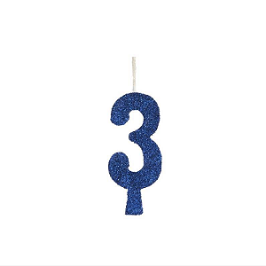 Vela Regina Aniversário Azul Glitter N°3 - Embalagem com 1 UN