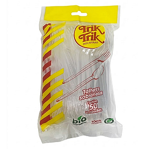 Garfo Trik Trik Sobremesa Transparente - Embalagem com 50 UN