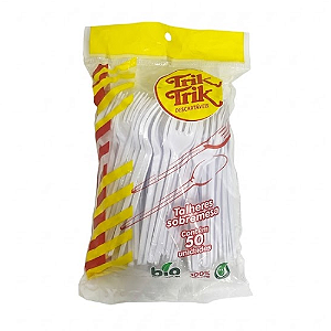 Garfo Trik Trik Sobremesa Branco Bio Degradável - Embalagem com 50 UN