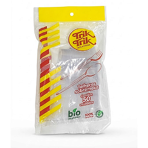 Colher Trik Trik Sobremesa Cristal Bio Degradável - Embalagem com 50 UN