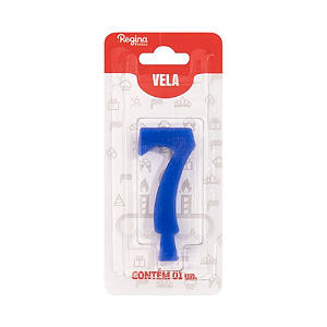 Vela Regina Aniversário Azul N°7 - Embalagem com 1 UN