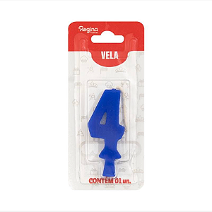 Vela Regina Aniversário Azul N°4 - Embalagem com 1 UN