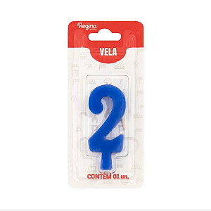 Vela Regina Aniversário Azul N°2 - Embalagem com 1 UN