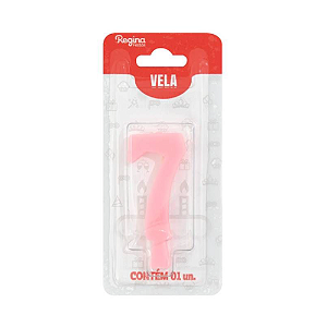 Vela Regina Aniversário Rosa N°7 - Embalagem com 1 UN
