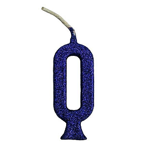 Vela Regina Parabéns Glitter Azul N°0 - Embalagem com 1 UN