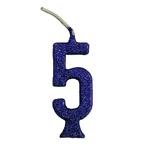 Vela Regina Parabéns Glitter Azul N°5 - Embalagem com 1 UN