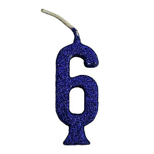 Vela Regina Parabéns Glitter Azul N°6 - Embalagem com 1 UN