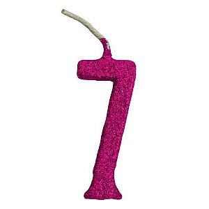 Vela Regina Parabéns Glitter Pink N°7 - Embalagem com 1 UN