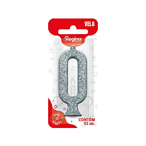 Vela Regina Parabéns Glitter Prata N°0 - Embalagem com 1 UN