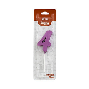 Vela Regina Pick Metalizada Pink N°4 - Embalagem com 1 UN