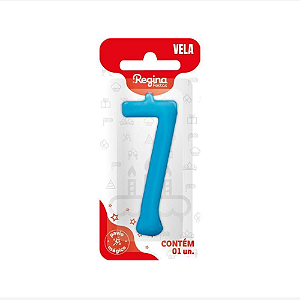 Vela Regina Parabéns Azul N°7 - Embalagem com 1 UN