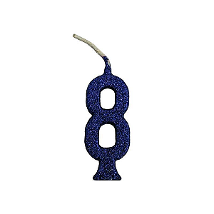 Vela Regina Parabéns Glitter Azul N°8 - Embalagem com 1 UN