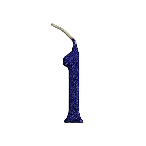 Vela Regina Parabéns Glitter Azul N°1 - Embalagem com 1 UN