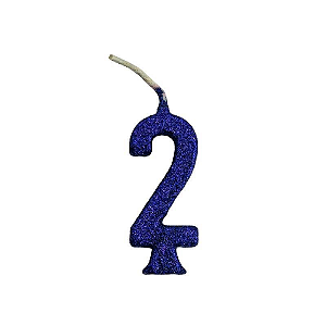 Vela Regina Parabéns Glitter Azul N°2 - Embalagem com 1 UN