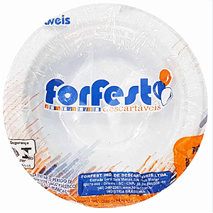 Prato Raso Descartável Forfest Branco 26CM - Embalagem com 10 UN