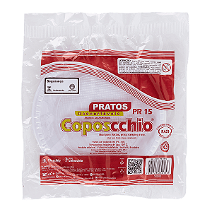Prato Raso Descartável Coposcchio 15CM - Embalagem com 10 UN