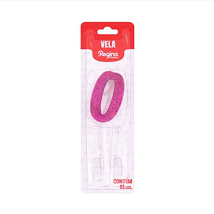 Vela Regina Pick Pink Glitter N°0 - Embalagem com 1 UN