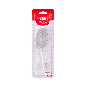 Vela Regina Pick Prata Glitter N°0 - Embalagem com 1 UN