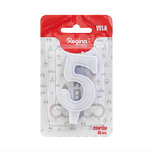 Vela Regina Glitter Azul N°5 - Embalagem com 1 UN