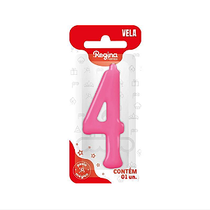 Vela Regina Parabéns Pink N°4 - Embalagem com 1 UN