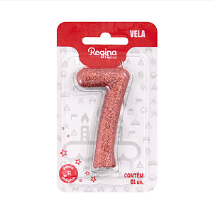 Vela Cintilante Regina Ouro Rosé N°7 - Embalagem com 1 UN