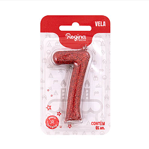 Vela Cintilante Regina Vermelha N°7 - Embalagem com 1 UN