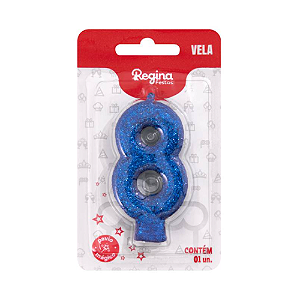 Vela Cintilante Regina Azul N°8 - Embalagem com 1 UN