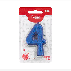 Vela Cintilante Regina Azul N°4 - Embalagem com 1 UN