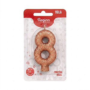 Vela Cintilante Regina Ouro Rosé N°8 - Embalagem com 1 UN