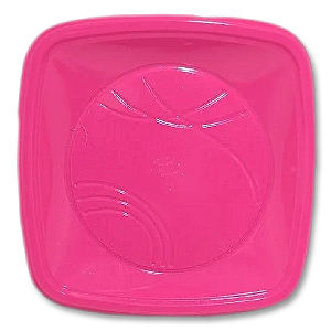 Prato Quadrado Descartável Trik Trik Pink 15CM - Embalagem com 10 UN