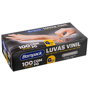Luva Vinil com Pó Bompack Tam G - Embalagem com 100 UN