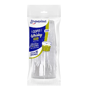 Copo Whisky Strawplast Transparente 300ML - Embalagem com 10 UN