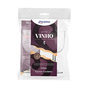 Taça de Vinho Strawplast Cristal 260ML - Embalagem com 4 UN