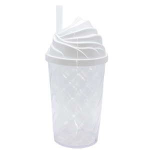 Copo Transparente com Tampa de Chantilly Branco - Embalagem Para 400ML