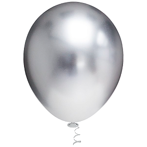 Balão Pic Pic Redondo Platino N° 5 Cor Prata - Embalagem com 25 UN
