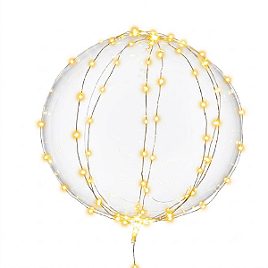Balão Bubble Transparente com Fio de Led Dourada - Embalagem com 1 UN