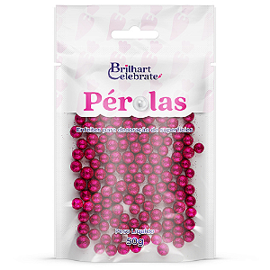 Confeito Pérolas Brilhart Celebrate Cor Pink Glitter - Embalagem com 50G