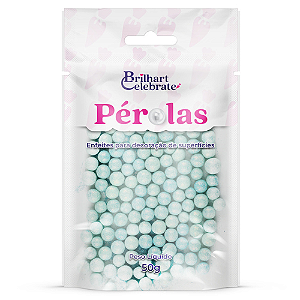 Confeito Pérolas Brilhart Celebrate Cor Azul Bebê Glitter - Embalagem com 50G