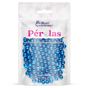 Confeito Pérolas Brilhart Celebrate Cor Azul Glitter - Embalagem com 50G