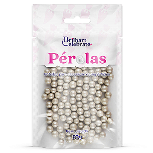 Confeito Pérolas Brilhart Celebrate Cor Prata Cintilante - Embalagem com 50G
