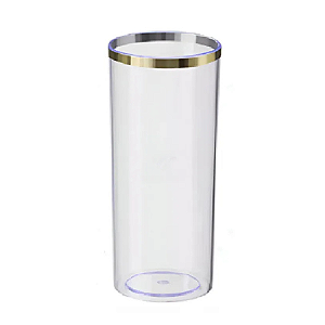 Copo Long Drink Transparente com Borda Dourada - Embalagem Para 340ML