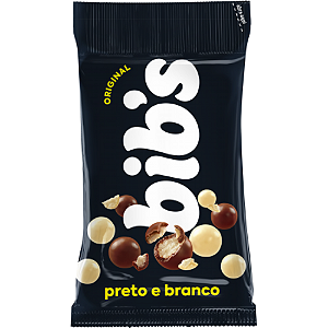 Confeito Chocolate Bibs Preto e Branco - Embalagem com 40G