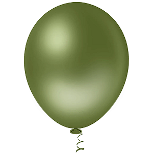 Balão Pic Pic Redondo Liso N°9 Cor Verde Militar - Embalagem com 50 UN